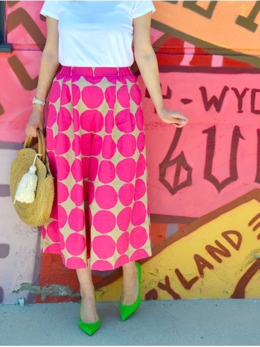 Uniqlo x Marimekko Linen Pink Polka Dot Wide-Leg Cropped Pants - Picture 6 of 6